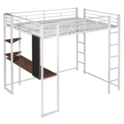 Full Size Metal Loft Bed With 2 Shelves And One Desk - ModernLuxe -Children Furniture Store GUEST 6dd2463d b3a9 48fc acb2 db35c8320212