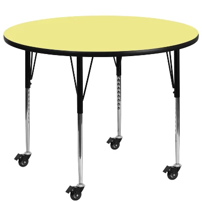Flash Furniture Mobile 48'' Round Thermal Laminate Activity Table - Standard Height Adjustable Legs 4 Flash Furniture Mobile 48'' Round Thermal Laminate Activity Table - Standard Height Adjustable Legs - Image 2