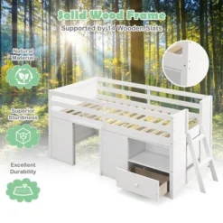 Costway Twin Size Low Loft Bed With Storage Drawer Activity Center Solid Wood Bed Frame 15 Costway Twin Size Low Loft Bed With Storage Drawer Activity Center Solid Wood Bed Frame -Children Furniture Store GUEST 70b3513c fc76 43d3 9bdd 119b309d0fdc