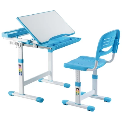 Mount-It! Kids Desk And Chair Set | Height Adjustable Ergonomic Children's School Workstation With Storage Drawer | Blue 6 Mount-It! Kids Desk And Chair Set | Height Adjustable Ergonomic Children's School Workstation With Storage Drawer | Blue - Image 4