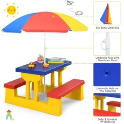 Costway Kids Picnic Table Set W/Removable Umbrella Indoor Outdoor Garden Patio 14 Costway Kids Picnic Table Set W/Removable Umbrella Indoor Outdoor Garden Patio -Children Furniture Store GUEST 717828dc 67e8 4558 8b83 36122303d1fe