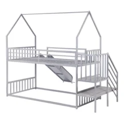 Twin Over Twin Metal Bunk Bed House Bed With Slide And Staircase-ModernLuxe 19 Twin Over Twin Metal Bunk Bed House Bed With Slide And Staircase-ModernLuxe -Children Furniture Store GUEST 747ba124 b67a 40cd b558 ec87f7a3651b