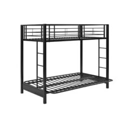 Twin Over Futon Analise Metal Bunk Bed Black - Saracina Home -Children Furniture Store GUEST 74e2d72d ba1e 41f2 80bc 6da6082dff35