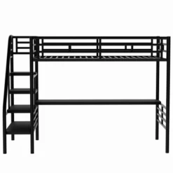 Metal Twin Size Loft Bed With Desk, Black - ModernLuxe -Children Furniture Store GUEST 7555a741 32f2 48ed 8985 5c8fc9551a50