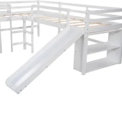 Twin Size L-Shaped Loft Bed With Movable Two-Tier Shelves And Slide - ModernLuxe 21 Twin Size L-Shaped Loft Bed With Movable Two-Tier Shelves And Slide - ModernLuxe -Children Furniture Store GUEST 758ff2de 27b8 4192 8106 3dec6506dcb5