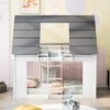 Twin Over Twin Wood House Bunk Bed With Roof And Built-in Ladder, White-ModernLuxe -Children Furniture Store GUEST 7762f5ce 66d0 449f b049 ef1ff16ba64a