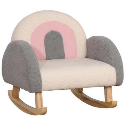 Qaba Kids Sofa, Rocking Toddler Sofa Chair With Solid Wooden Frame, Faux Lamb Fleece Fabric For Nursery, Kindergarten, Playroom, Bedroom 9 Qaba Kids Sofa, Rocking Toddler Sofa Chair With Solid Wooden Frame, Faux Lamb Fleece Fabric For Nursery, Kindergarten, Playroom, Bedroom - Image 7