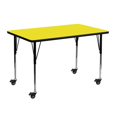 Flash Furniture Mobile 24''W X 48''L Rectangular HP Laminate Activity Table - Standard Height Adjustable Legs 5 Flash Furniture Mobile 24''W X 48''L Rectangular HP Laminate Activity Table - Standard Height Adjustable Legs - Image 3