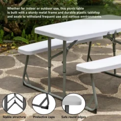 Foldable White Kids' Picnic Table Bench Outdoor Portable Children's Backyard Table, Crafting, Dining, And Playtime Patio Table 18 Foldable White Kids' Picnic Table Bench Outdoor Portable Children's Backyard Table, Crafting, Dining, And Playtime Patio Table -Children Furniture Store GUEST 79c6f5e4 63d8 449b 9ac4 78313419419a