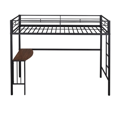 Twin Size Metal Loft Bed With Desk, Ladder And Railing - ModernLuxe 6 Twin Size Metal Loft Bed With Desk, Ladder And Railing - ModernLuxe - Image 4