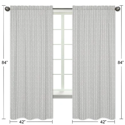 2pc Sweet Jojo Designs Woodland Friends Herringbone Print Window Panel - Sweet Jojo Designs 6 2pc Sweet Jojo Designs Woodland Friends Herringbone Print Window Panel - Sweet Jojo Designs - Image 4
