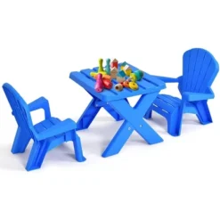 Costway Plastic Children Kids Table & Chair Set 3-Piece Play Furniture In/Outdoor Blue -Children Furniture Store GUEST 7c801fbb d4cd 4be4 8785 65a39f5cac42