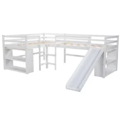 Twin Size L-Shaped Loft Bed With Movable Two-Tier Shelves And Slide - ModernLuxe 18 Twin Size L-Shaped Loft Bed With Movable Two-Tier Shelves And Slide - ModernLuxe -Children Furniture Store GUEST 7c9ce829 dc63 478c ba51 e5008b4a8c6f