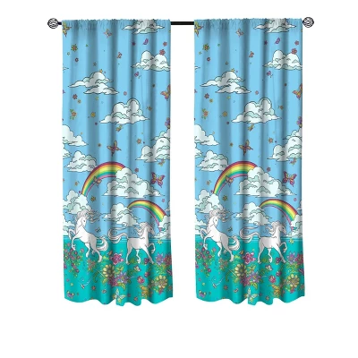 48"x63" Rainbow Unicorn Window Panel Pair Curtains - Kidz Mix 3 48"x63" Rainbow Unicorn Window Panel Pair Curtains - Kidz Mix