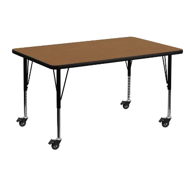 Flash Furniture Mobile 30''W X 48''L Rectangular Thermal Laminate Activity Table - Height Adjustable Short Legs 5 Flash Furniture Mobile 30''W X 48''L Rectangular Thermal Laminate Activity Table - Height Adjustable Short Legs - Image 3
