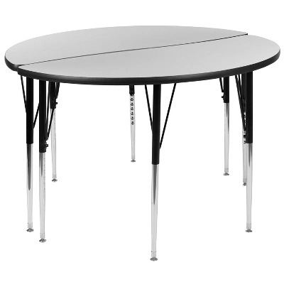 Emma And Oliver 2 Piece 47.5" Circle Wave Collaborative Grey Adjustable Activity Table Set 12 Emma And Oliver 2 Piece 47.5" Circle Wave Collaborative Grey Adjustable Activity Table Set - Image 10