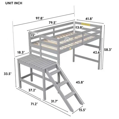 Loft Bed With Platform And Ladder - ModernLuxe 5 Loft Bed With Platform And Ladder - ModernLuxe - Image 3