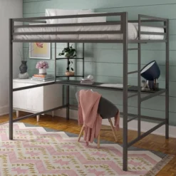 Full Maxwell Metal Loft Bed With Desk & Shelves - Novogratz -Children Furniture Store GUEST 81fee51b 64be 4f84 a497 caeda33c7f04