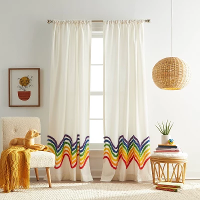 2pk Rainbow Tufted Striped Poletop Curtains - Dream Factory 3 2pk Rainbow Tufted Striped Poletop Curtains - Dream Factory