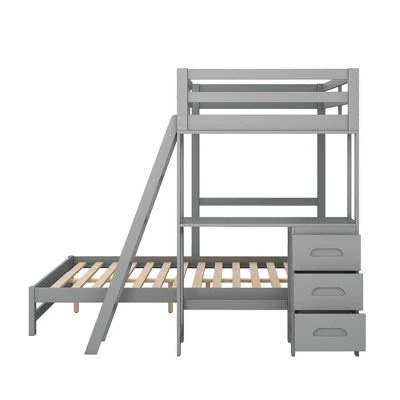Twin Over Full Bunk Bed With Built-in Desk, Ladder And Three Drawers-ModernLuxe 8 Twin Over Full Bunk Bed With Built-in Desk, Ladder And Three Drawers-ModernLuxe - Image 6