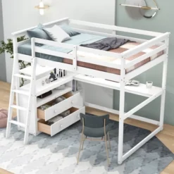 Full Size Loft Bed With Desk, Shelf And Two Built-in Drawers - ModernLuxe 22 Full Size Loft Bed With Desk, Shelf And Two Built-in Drawers - ModernLuxe -Children Furniture Store GUEST 841a82b3 c634 4eac 8e3a 144c7b8a3296