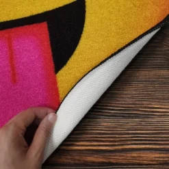 Deerlux Emoji Style Round Funny Smiley Face Kids Area Rug, Tears Of Joy Emoji Rug, 24'' X 24'' -Children Furniture Store GUEST 86bb0515 5497 4ad9 9ce1 91ef839e6f8d