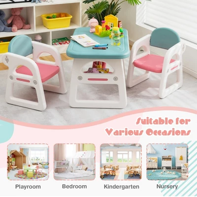 Costway 3-Piece Kids Table And Chair Set Toddler Activity Study Desk With Building Blocks 9 Costway 3-Piece Kids Table And Chair Set Toddler Activity Study Desk With Building Blocks - Image 7