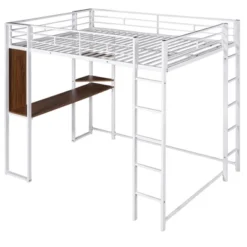 Full Size Metal Loft Bed With 2 Shelves And One Desk - ModernLuxe -Children Furniture Store GUEST 8b54e8b5 bb50 4af3 a734 fbfa4268204b