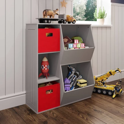 3pc Kids' Floor Cabinet With 2 Bins Set - RiverRidge Home 3 3pc Kids' Floor Cabinet With 2 Bins Set - RiverRidge Home
