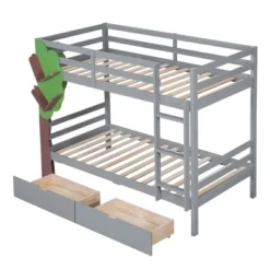 Twin-Over-Twin Bunk Bed With A Tree Decor And Two Storage Drawers-ModernLuxe 20 Twin-Over-Twin Bunk Bed With A Tree Decor And Two Storage Drawers-ModernLuxe -Children Furniture Store GUEST 8ba22d42 f35e 49ca 9ee1 a8c32bc3fd3c