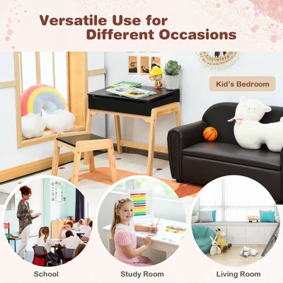 Costway Kids Table & Chair Set Wooden Activity Art Study Desk W/Storage Space 10 Costway Kids Table & Chair Set Wooden Activity Art Study Desk W/Storage Space - Image 8