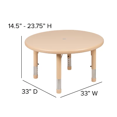 Flash Furniture 33" Round Plastic Height Adjustable Activity Table 7 Flash Furniture 33" Round Plastic Height Adjustable Activity Table - Image 5