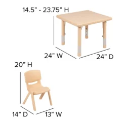 Emma And Oliver 24" Square Plastic Height Adjustable Activity Table Set With 2 Chairs -Children Furniture Store GUEST 8ed71b5b ffc0 4cd2 83c8 4463f30ce647