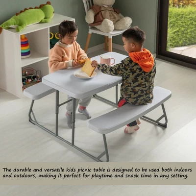 Foldable White Kids' Picnic Table Bench Outdoor Portable Children's Backyard Table, Crafting, Dining, And Playtime Patio Table 5 Foldable White Kids' Picnic Table Bench Outdoor Portable Children's Backyard Table, Crafting, Dining, And Playtime Patio Table - Image 3