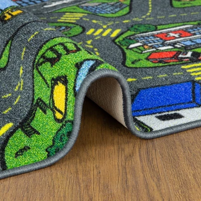Jungtier Boy & Girl Kids Retro City Road Car Vehicle Traffic Educational Learning & Game Play Nursery Bedroom Classroom Rug Carpet, 2' 7" X 5' 0" 7 Jungtier Boy & Girl Kids Retro City Road Car Vehicle Traffic Educational Learning & Game Play Nursery Bedroom Classroom Rug Carpet, 2' 7" X 5' 0" - Image 5
