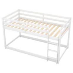 Twin Over Twin Floor Bunk Bed With Ladder - ModernLuxe -Children Furniture Store GUEST 9668d007 ecac 49ed a84e 97f1fba53784