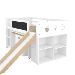 Wood Loft Bed With Slide, Cabinets, Blackboard, Desk And Chair-ModernLuxe -Children Furniture Store GUEST 96b90bc4 b4af 4b25 b646 426c319db32c