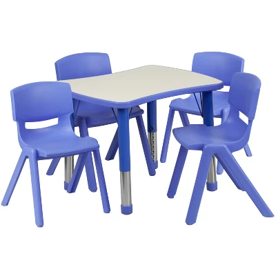 Emma And Oliver 21.875"W X 26.625"L Rectangular Plastic Height Adjustable Activity Table Set With 4 Chairs 11 Emma And Oliver 21.875"W X 26.625"L Rectangular Plastic Height Adjustable Activity Table Set With 4 Chairs - Image 9