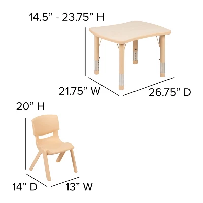 Flash Furniture 21.875"W X 26.625"L Rectangular Plastic Height Adjustable Activity Table Set With 4 Chairs 5 Flash Furniture 21.875"W X 26.625"L Rectangular Plastic Height Adjustable Activity Table Set With 4 Chairs - Image 3