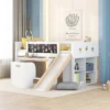 Wood Loft Bed With Slide, Cabinets, Blackboard, Desk And Chair-ModernLuxe -Children Furniture Store GUEST 99848eb3 f496 4e10 bb21 c4b5a1971953