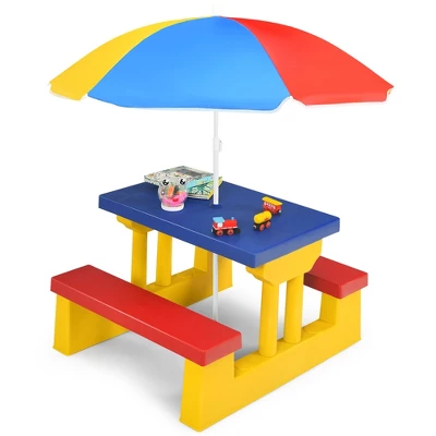 Costway Kids Picnic Table Set W/Removable Umbrella Indoor Outdoor Garden Patio 10 Costway Kids Picnic Table Set W/Removable Umbrella Indoor Outdoor Garden Patio - Image 8
