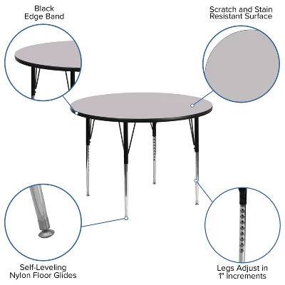 Flash Furniture 48'' Round Thermal Laminate Activity Table - Standard Height Adjustable Legs 9 Flash Furniture 48'' Round Thermal Laminate Activity Table - Standard Height Adjustable Legs - Image 7