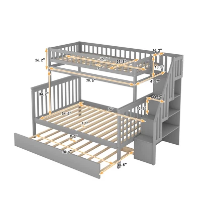 Twin Over Full Bunk Bed With Trundle Bed And Staircase-ModernLuxe 4 Twin Over Full Bunk Bed With Trundle Bed And Staircase-ModernLuxe - Image 2