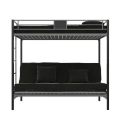 Twin Over Futon Maxence Metal Bunk Bed Silver/Black - Room & Joy -Children Furniture Store GUEST 9e66d74e 9b2d 4bbb 9c12 2126c9d3bbf2