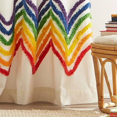2pk Rainbow Tufted Striped Poletop Curtains - Dream Factory 4 2pk Rainbow Tufted Striped Poletop Curtains - Dream Factory - Image 2