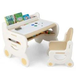 Costway Kids Drawing Table & Chair Set For Reading Playing With Pens & Blackboard Eraser Blue/Brown 23 Costway Kids Drawing Table & Chair Set For Reading Playing With Pens & Blackboard Eraser Blue/Brown -Children Furniture Store GUEST a20f7954 7490 4aaf bd5f 133ec2678939