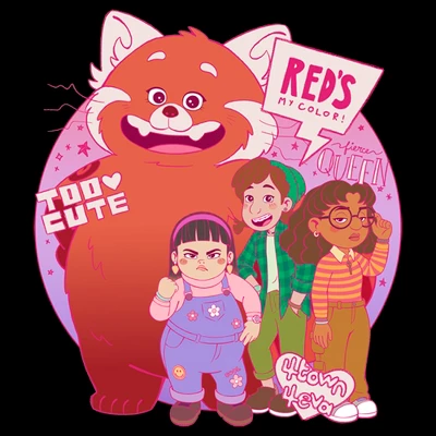 Men's Turning Red Too Cute Group Pose T-Shirt 3 Men's Turning Red Too Cute Group Pose T-Shirt