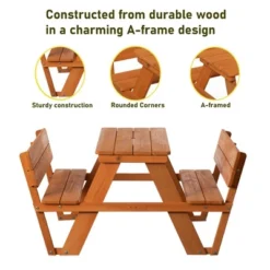 Gardenised Wooden Kids Picnic Table Bench With Backrest, Outdoor Children's Backyard Table, Crafting, Dining, And Playtime Patio Table 13 Gardenised Wooden Kids Picnic Table Bench With Backrest, Outdoor Children's Backyard Table, Crafting, Dining, And Playtime Patio Table -Children Furniture Store GUEST a49c135f a6cc 481e 83db c4076d456c25
