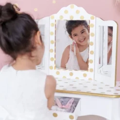Fashion Polka Dot Gisele Play Vanity Set With Led Mirror White/Gold - Teamson Kids 33 Fashion Polka Dot Gisele Play Vanity Set With Led Mirror White/Gold - Teamson Kids -Children Furniture Store GUEST a4f1b160 8651 492a 8ec6 c1584c296ea1