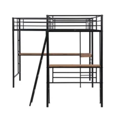 Metal Twin Size Loft Bed With Two Built-in Desks, Black - ModernLuxe -Children Furniture Store GUEST a53ca903 0631 4e86 8cbf 44bc776d722a
